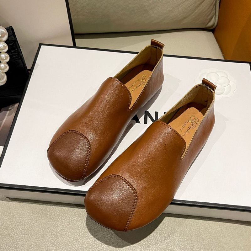 2024 Vroege Lente Nieuwe Retro Zachte Bodem Erwten Schoenen Slip-on Loafers Ronde Neus Comfortabele Jurk Vrouwen