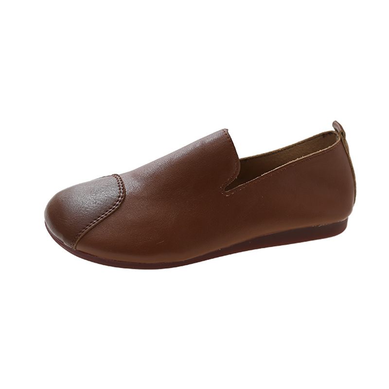 2024 Vroege Lente Nieuwe Retro Zachte Bodem Erwten Schoenen Slip-on Loafers Ronde Neus Comfortabele Jurk Vrouwen