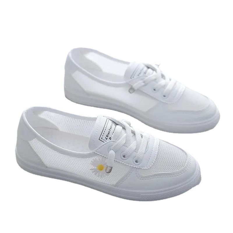 Damesschoenen 2024 Lente En Zomer Nieuwe Flat Bottom Mesh Ademende Daisy Sneakers Trendy Schoenen Doudou