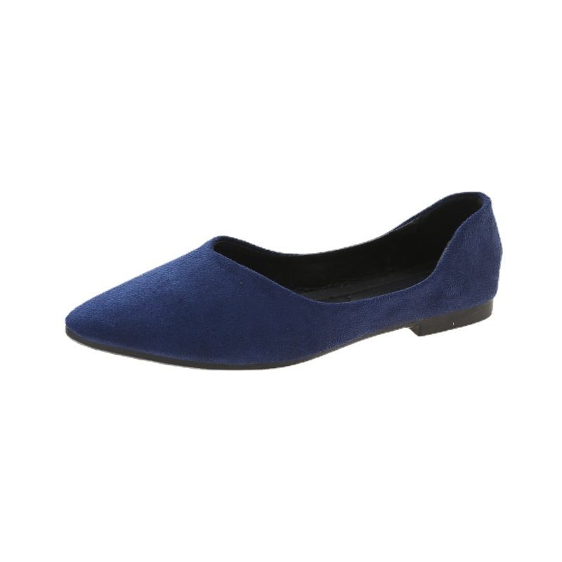 Doudou Schoenen Dames Lente En Herfst Nieuwe Spitse Neus Vierkantswortel Slip-on Casual Platte Met Lage Hakken