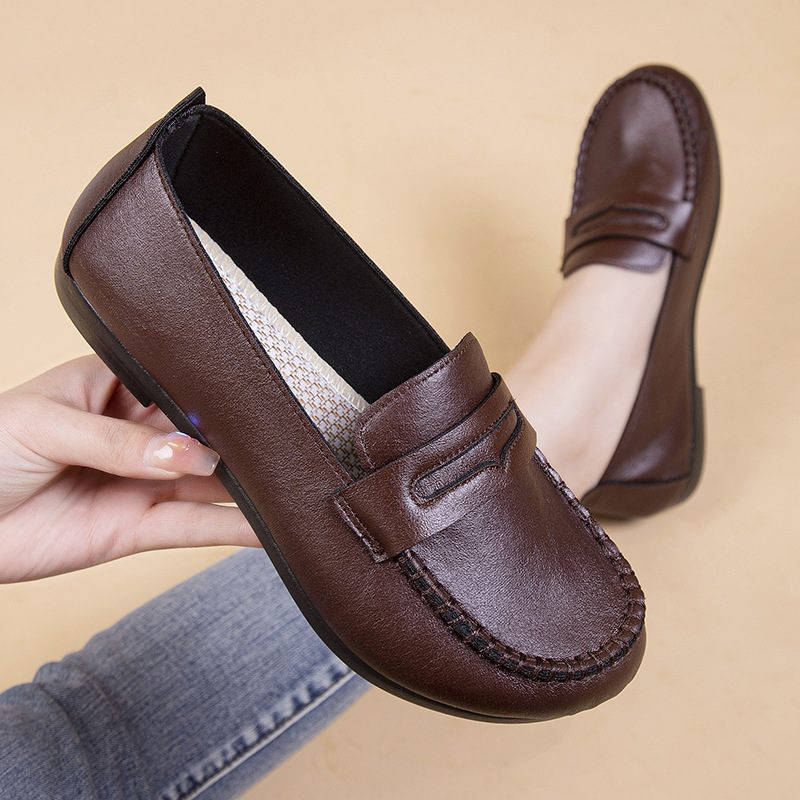 Doudou Schoenen Dames Nieuwe Zachte Bodem Zacht Oppervlak Slip-on Casual Platte Mode Damesschoenen Ondiepe Mond Lichtgewicht Moederschoenen