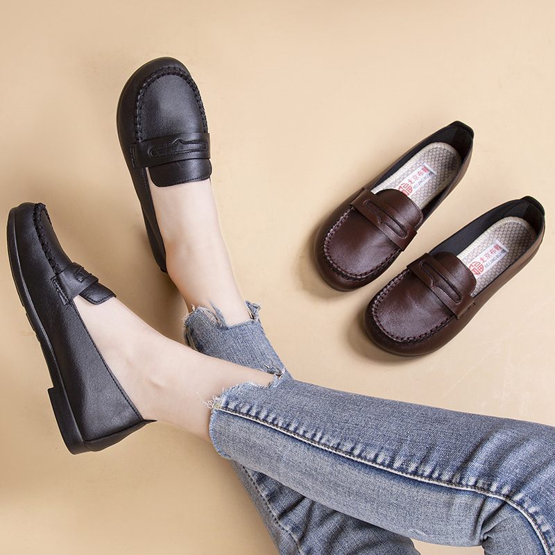 Doudou Schoenen Dames Nieuwe Zachte Bodem Zacht Oppervlak Slip-on Casual Platte Mode Damesschoenen Ondiepe Mond Lichtgewicht Moederschoenen