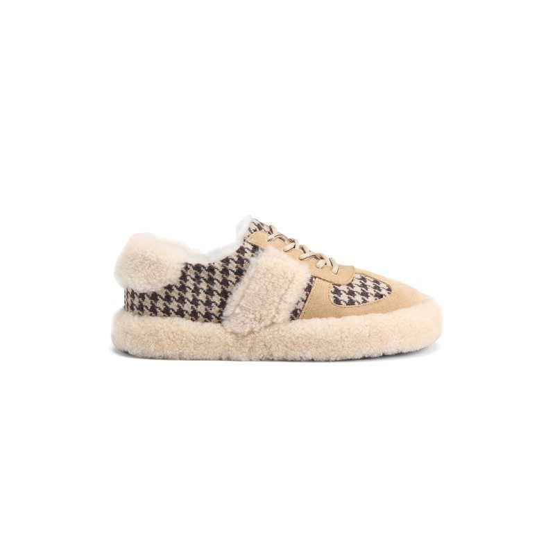 Houndstooth Bontschoenen Brood Katoenen Schoenen Winter Plus Fluwelen 2024 Nieuwe Platte Erwten