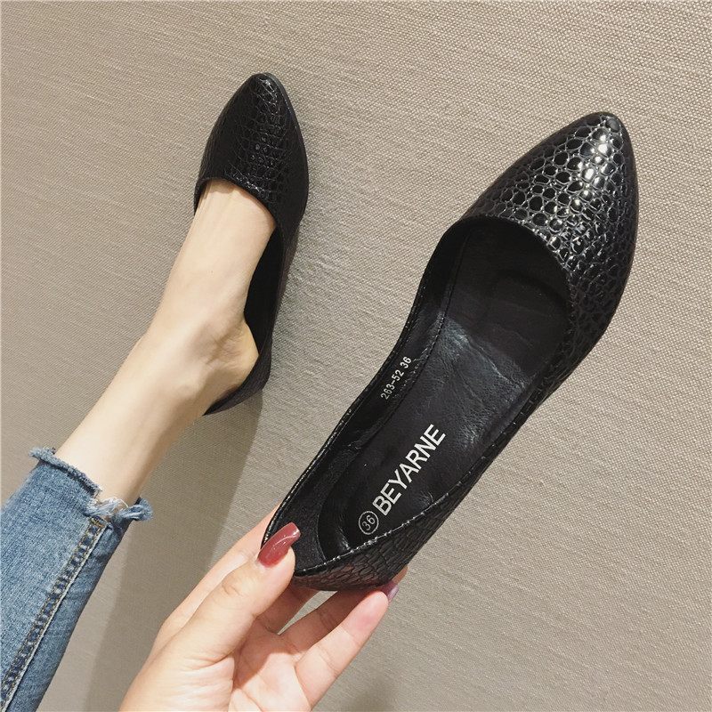 Patent Leather Feel Reliëf Snake Print Flat Heel Dames Flats Classic Bootschoenen