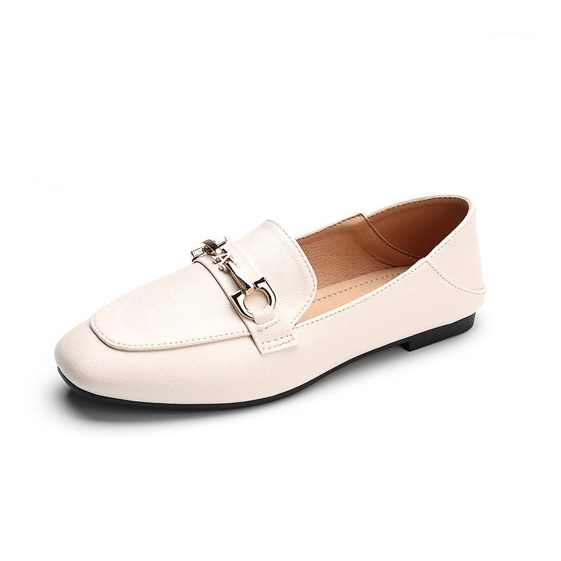 Platte Schoenen Dames 2024 Lente-stijl Zacht Leer Damesschoenen Met Zachte Zolen Retro Mode Slip-on Geklede