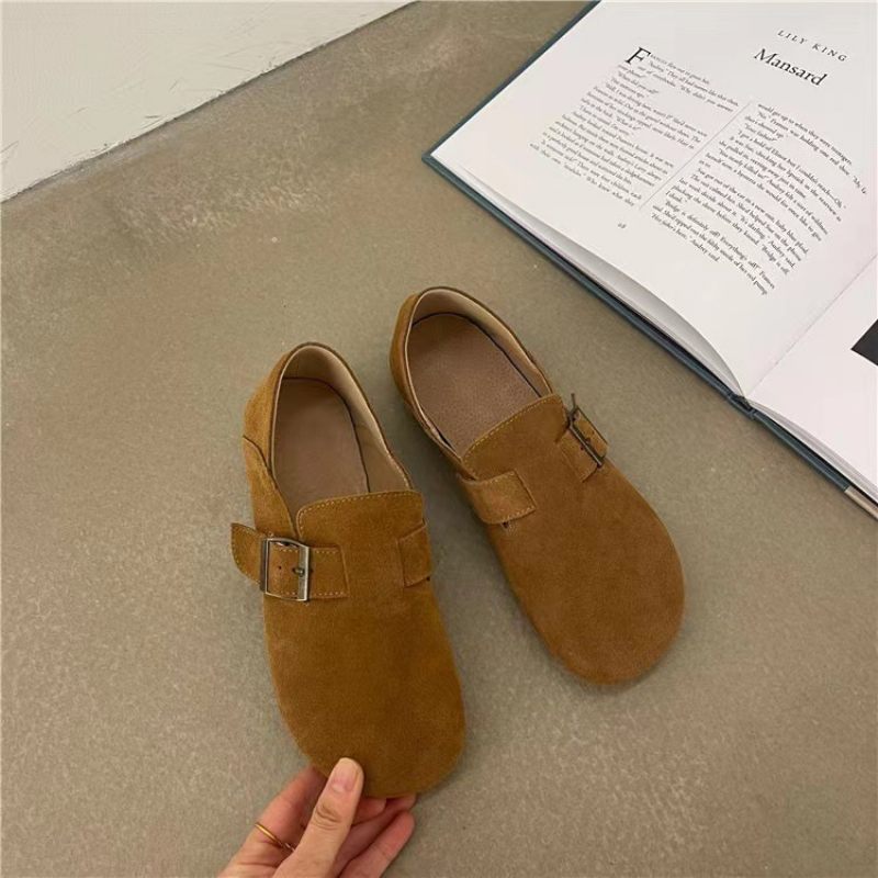 Retro Doudou-schoenen Dames Lente En Herfst Nieuwe Pees Zachte Bodem Ronde Neus Platte Casual Slip-on Schoenen