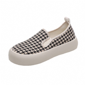 Slip-on Dikke Zolen Erwten Schoenen Dames 2024 Lente Nieuwe Mode Geruite Comfortabele Casual Platte