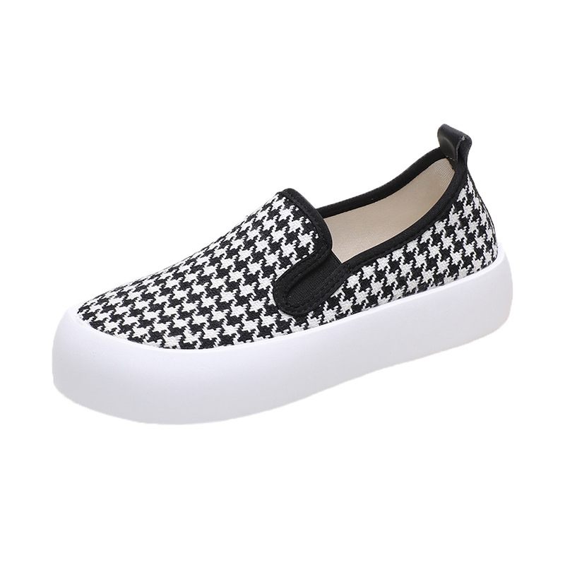 Slip-on Dikke Zolen Erwten Schoenen Dames 2024 Lente Nieuwe Mode Geruite Comfortabele Casual Platte