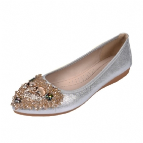 Strass Loempia Zachte Bodem Groot Formaat Damesschoenen 4143 Moeder Erwten Schoenen Ballet Boog Platte