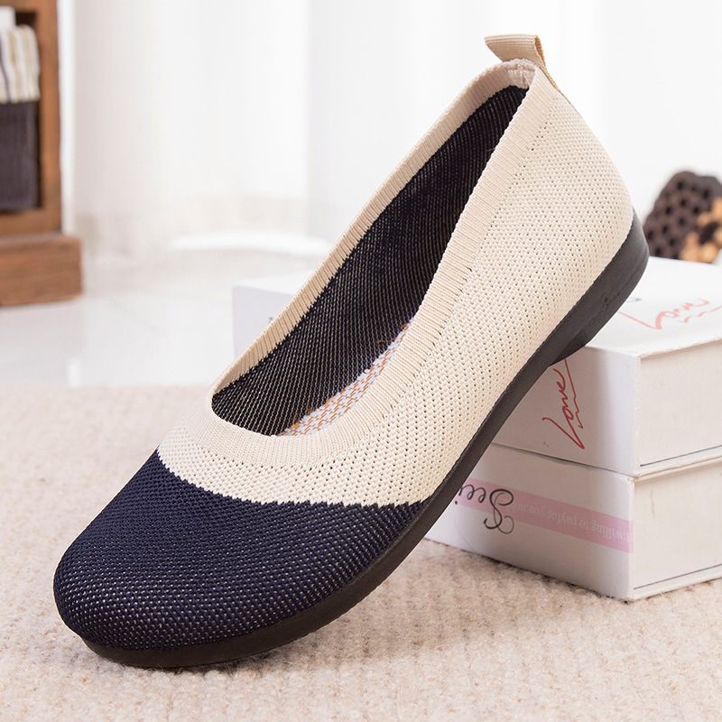 Vrouwen Doudou Schoenen Zachte Bodem Antislip Casual Ondiepe Mond Platte Moederschoenen Oude Beijing Stoffen Dames