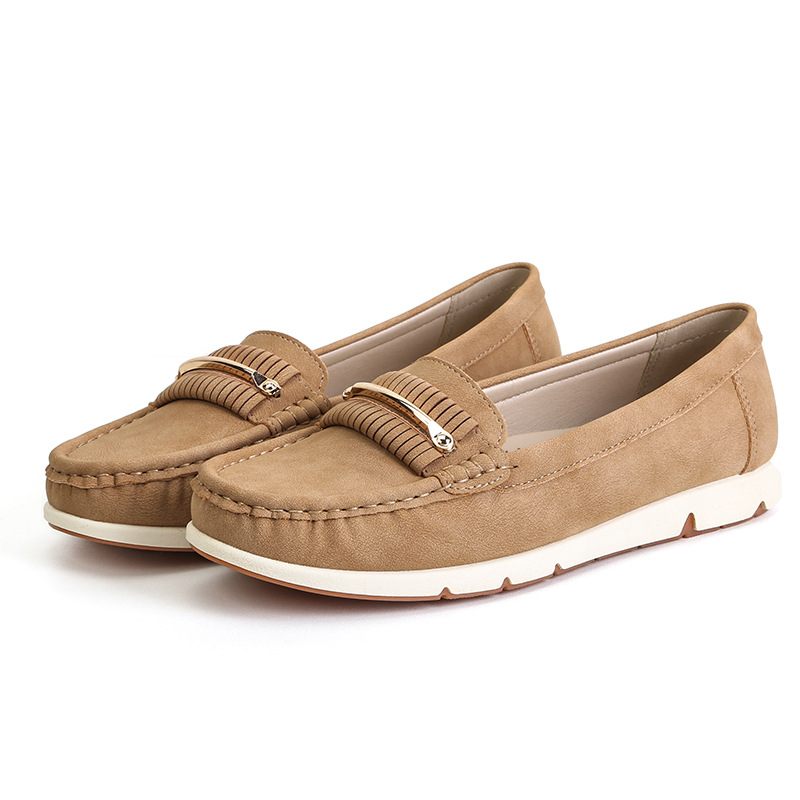 Vrouwen Grote Maat Zachte Zool Moederschoenen Ronde Neus Slip-on Platte Schoenen Dames 2024 Lente Nieuwe Casual Erwten