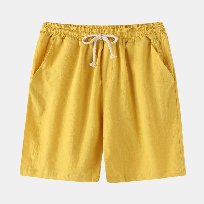 2024 Lente Zomer Heren Casual Broek Strand Effen Kleur Linnen