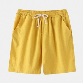 2024 Lente Zomer Heren Casual Broek Strand Effen Kleur Linnen