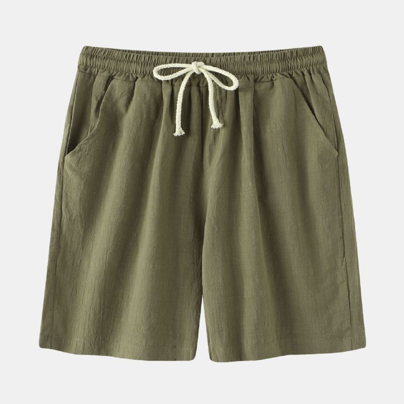 2024 Lente Zomer Heren Casual Broek Strand Effen Kleur Linnen