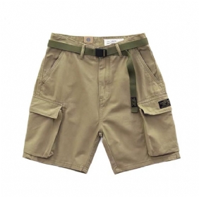 Cargoshort Voor Heren Retro Los Casual Vijf Punten Puur Katoen Grote Zakken