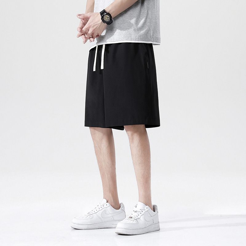 Casual Shorts Heren 2024 Zomer Nieuwe Trend Losse Effen Kleur Rechte Sport Dunne Sectie Vijf Punten