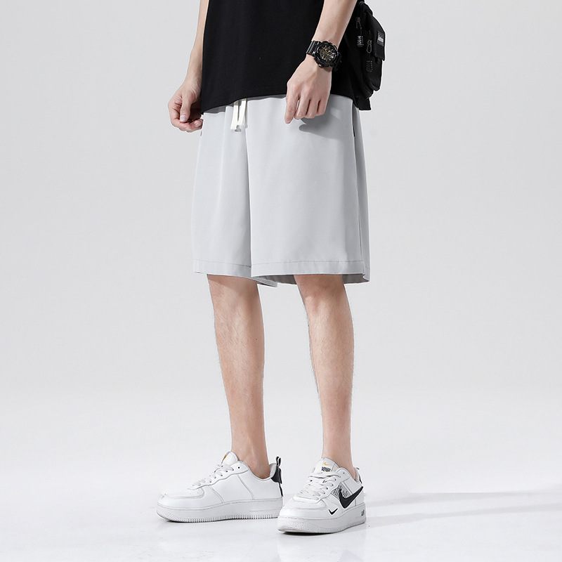 Casual Shorts Heren 2024 Zomer Nieuwe Trend Losse Effen Kleur Rechte Sport Dunne Sectie Vijf Punten