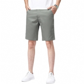 Dunne Shorts Heren Recht Losse Casual Trendy Kaki Vijf Punten