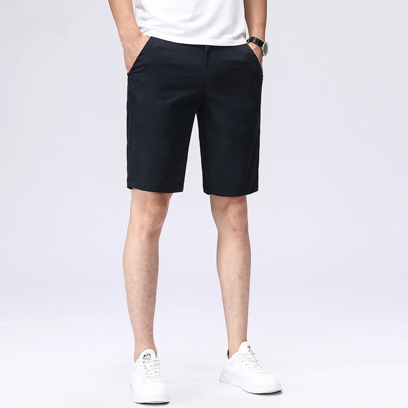 Dunne Shorts Heren Recht Losse Casual Trendy Kaki Vijf Punten