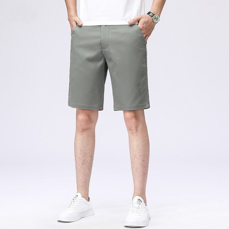 Dunne Shorts Heren Recht Losse Casual Trendy Kaki Vijf Punten