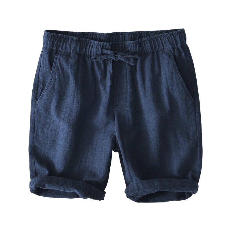 Elastische Trekkoord Casual Shorts Heren Zomer Strand Losse Katoenen Linnen Bijgesneden Broek