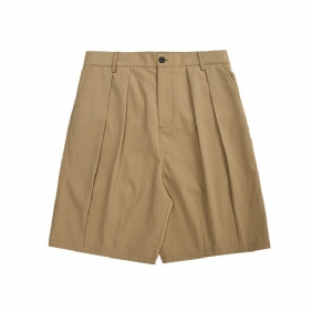 Heren Kaki Groene Zomer Twill Doek Lantaarn Cargo Effen Kleur Shorts