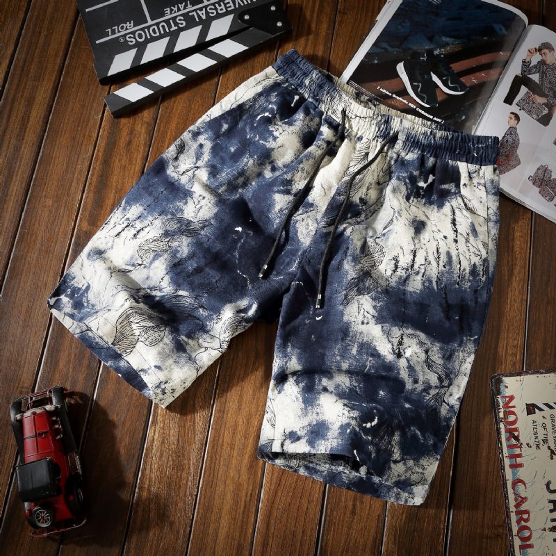 Heren Short Trendy Strandlinnen Sport Casual Los