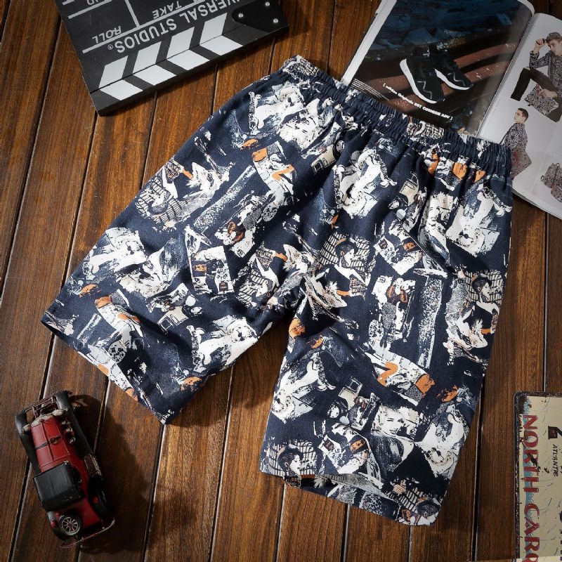 Heren Short Trendy Strandlinnen Sport Casual Los