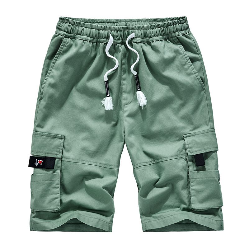 Heren Zomer Katoenen Werkkleding Shorts Losse Vijf Punten Casual