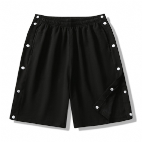 Herenshorts Met Knopen Sport Volledige Opening Dun Gedeelte Los Effen Kleur Recht Casual Vijf Punten