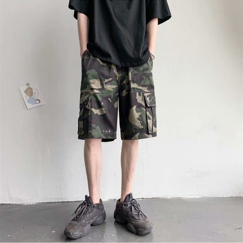 Retro Camouflage Overall Heren Losse Zomer Dunne Casual Vijf Punten