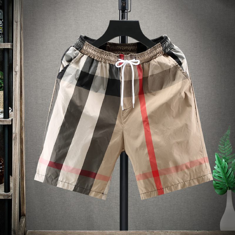 Shorts Heren Casual Trend Plaid Five Points Home Loose Beach