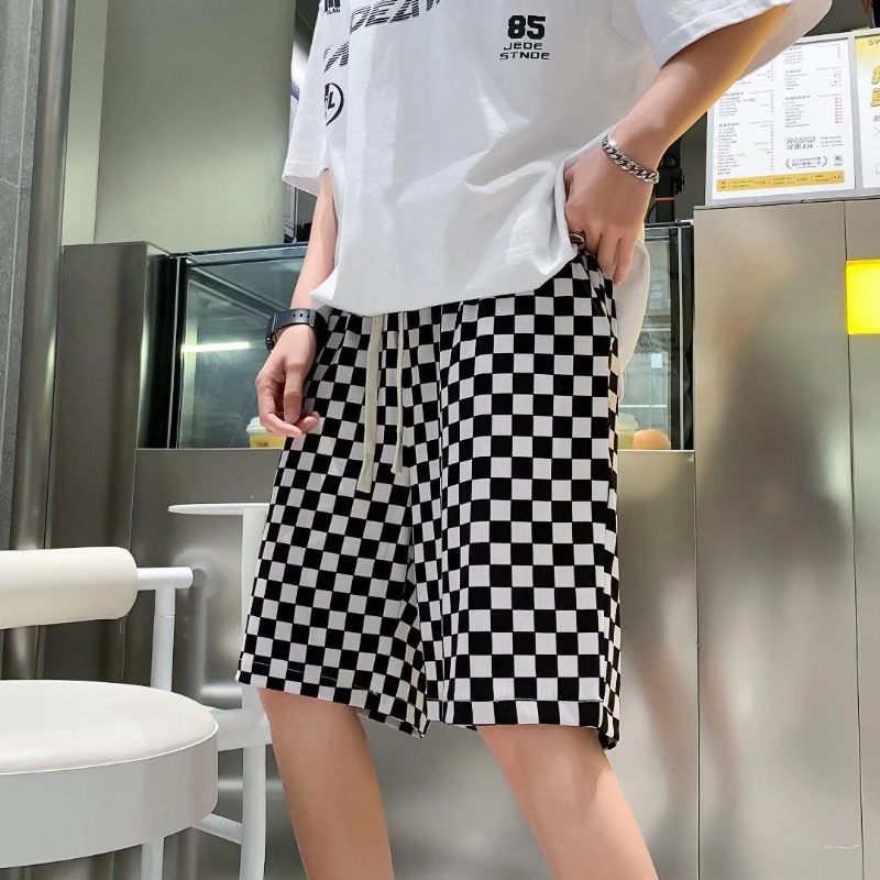 Summer Checkerboard Casual Shorts Losvallende Cropped Herenbroek Trend Sports