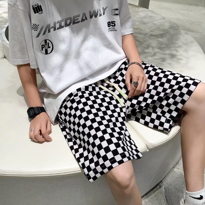 Summer Checkerboard Casual Shorts Losvallende Cropped Herenbroek Trend Sports