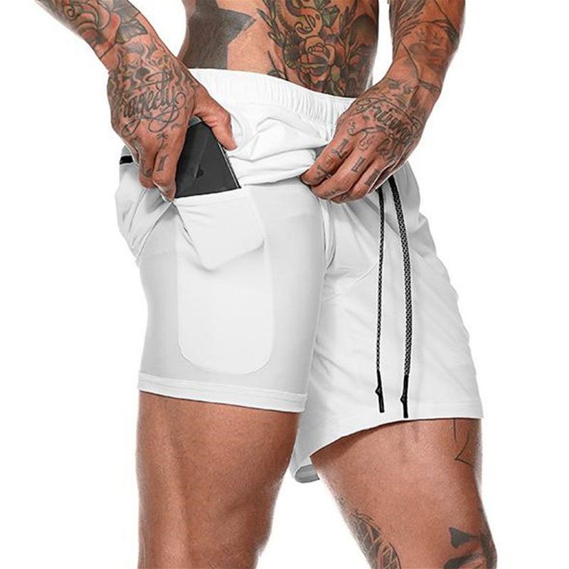 Zomer Heren Fitness Vrijetijdssport Cropped Broek Sportshorts Hardloopsport Dubbele