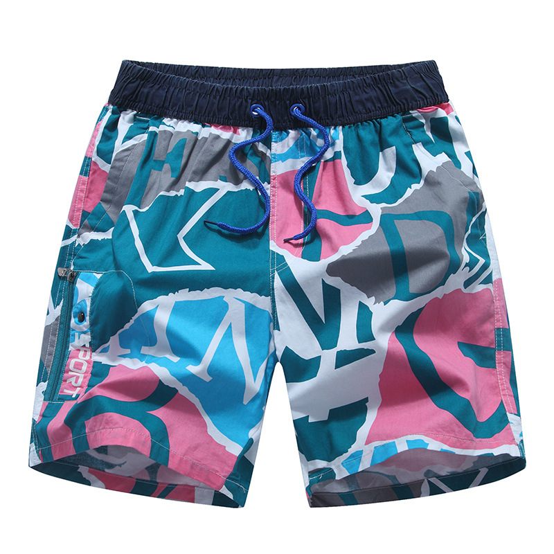 Zomer Katoenen Strand Heren Losse Casual Shorts Vijfpunts Bedrukking