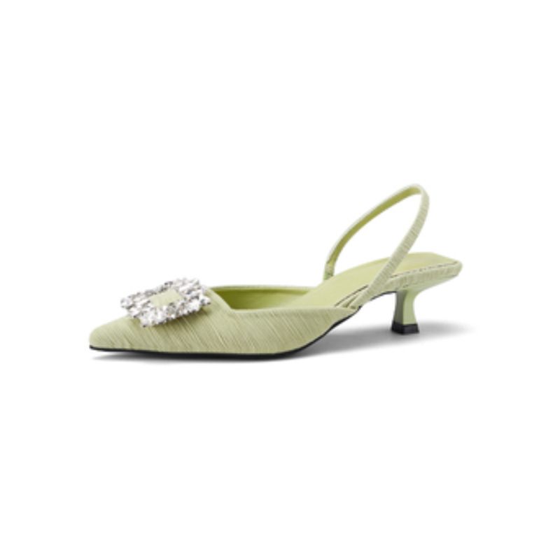 2024 Nieuwe Vierkante Gesp Strass Puntige Neus Ondiepe Mond Stiletto Sandalen Voor Dames Zomer