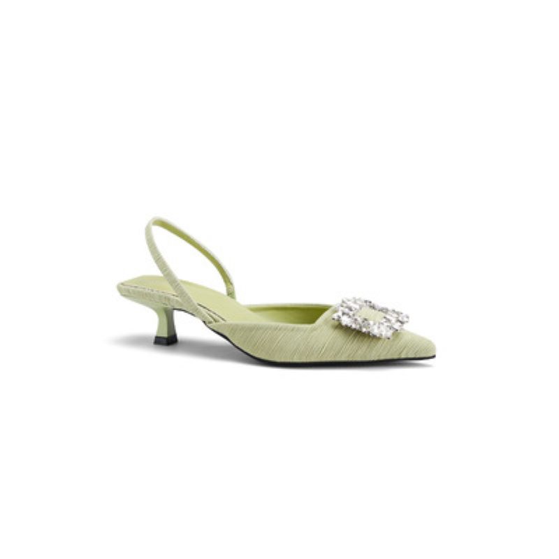 2024 Vierkante Gesp Strass Puntige Neus Hoge Hakken Ondiepe Mond Stiletto Sandalen Voor Dames