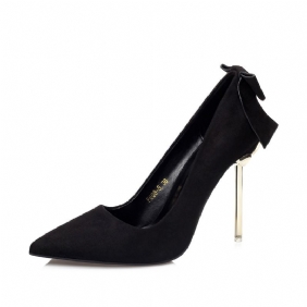 608-5 Mode Suede Puntschoen Strik Ondiepe Mond Stiletto Sexy Hoge Hakken Damesschoenen