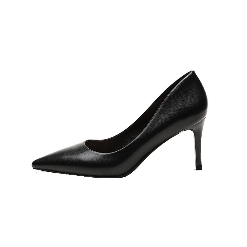 Hoge Hakken Vrouwen Nieuwe Stiletto Puntige Neus Schoenen Zwarte Professionele Ondiepe Mond Platte Sexy Temperament Damesschoenen