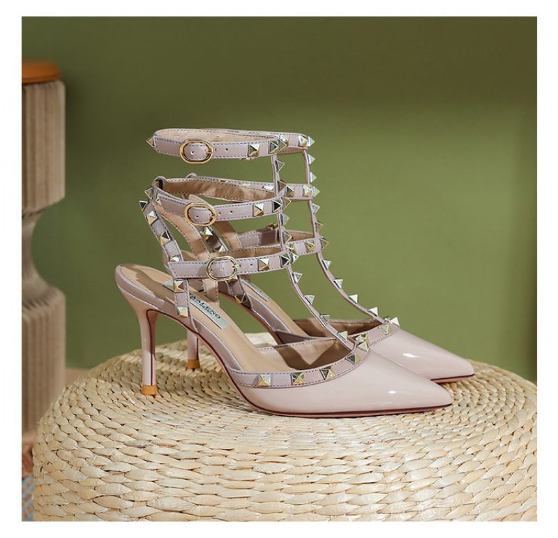 Klinknagel Spitse Schoenen Met Hoge Hakken Trendy Zomer Sexy Oranje Stiletto Strappy Sandalen Bruidsmeisje Trouwschoenen Dames