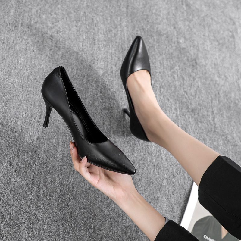 Stewardess Hoge Hakken Vrouwen Nieuwe Etiquette Platte Schoenen Spitse Neus Stiletto Professionele Werkschoenen Formele Zwarte Jurk