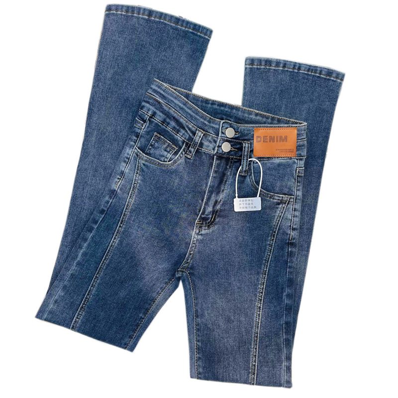 Bootstrap-jeans Met Split Aan De Voorkant Dames Hoge Taille Skinny Stretch Straight