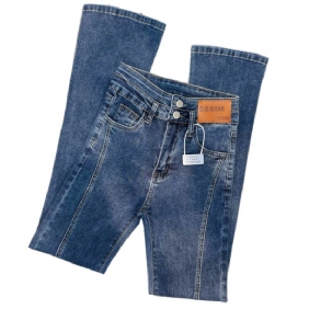 Bootstrap-jeans Met Split Aan De Voorkant Dames Hoge Taille Skinny Stretch Straight