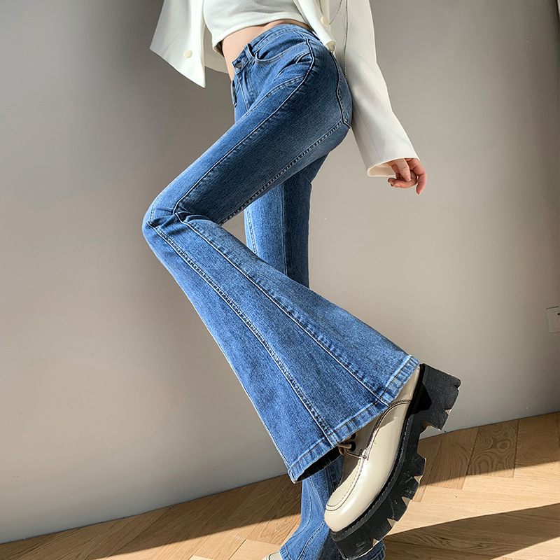 Dames Blauwe Flared Jeans Losse Elastische