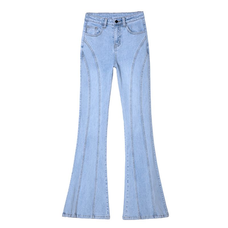 Dames Blauwe Flared Jeans Losse Elastische