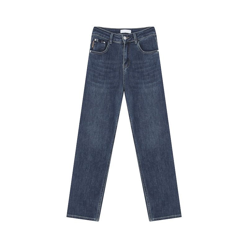 Dames Blauwe Hoge Taille Jeans Los Recht