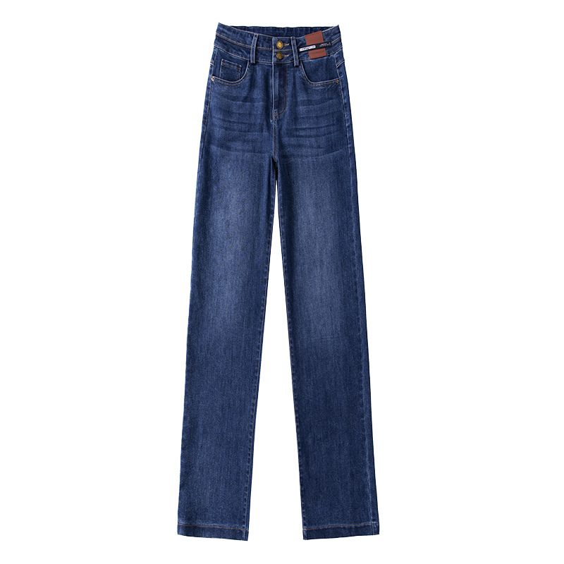 Dames Denim Broek Met Wijde Pijpen Hoge Taille Recht Losjes Casual