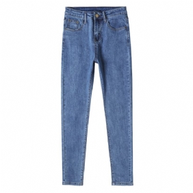 Dames Jeans Hoge Taille Stretch Skinny Blauw