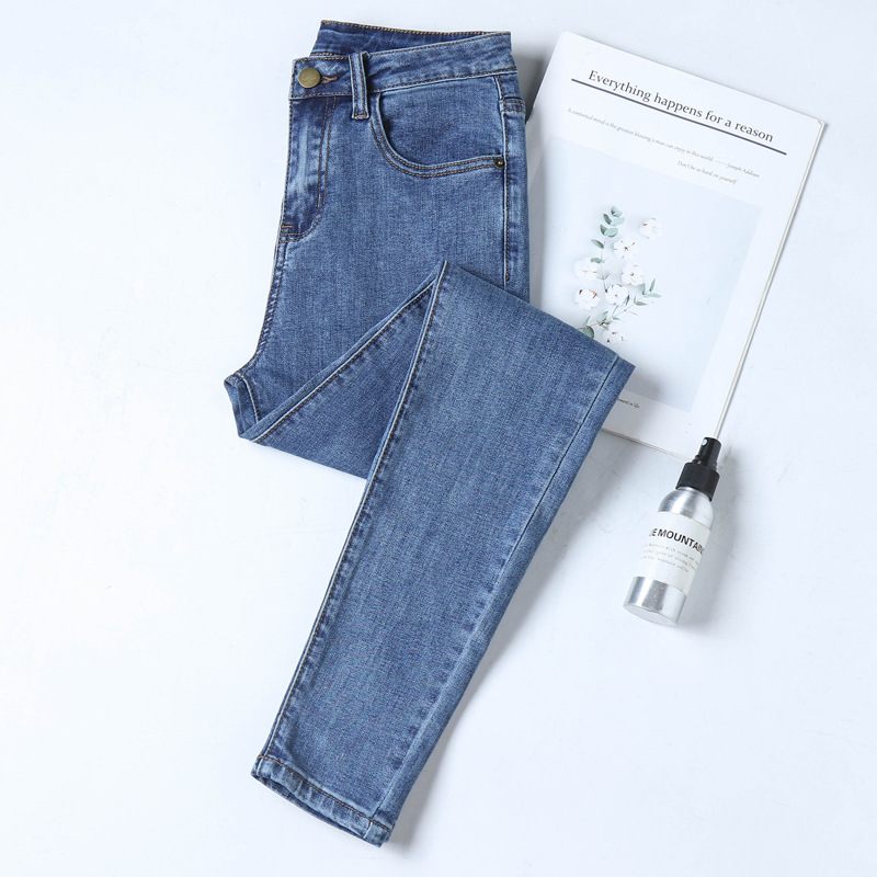 Dames Jeans Hoge Taille Stretch Skinny Blauw